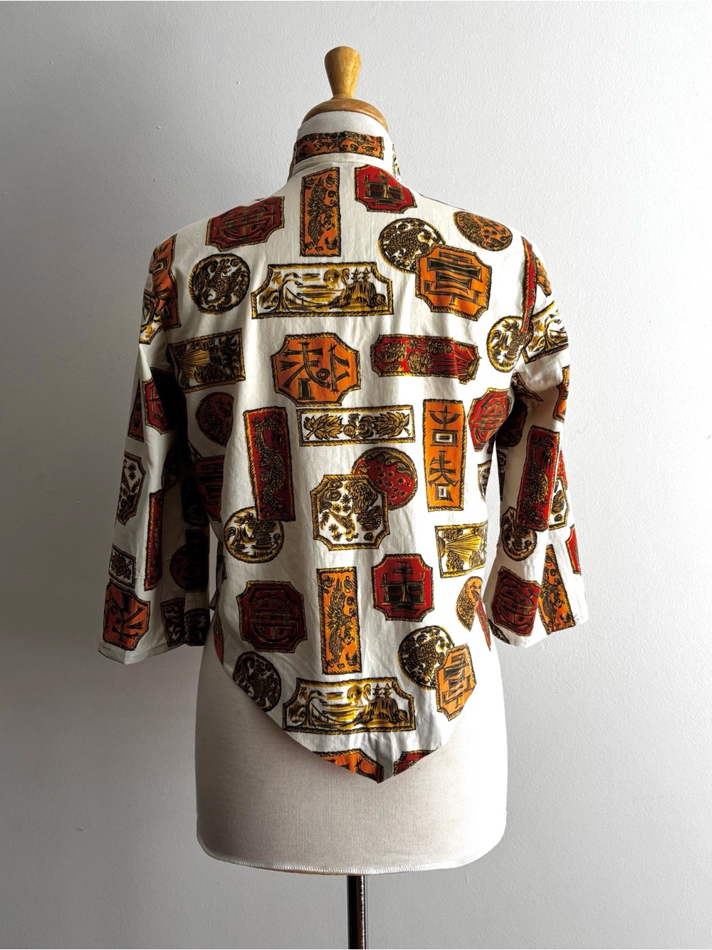 Vintage 1950s Novelty Print Collar Cotton Blouse / S M - Picture 8 of 15